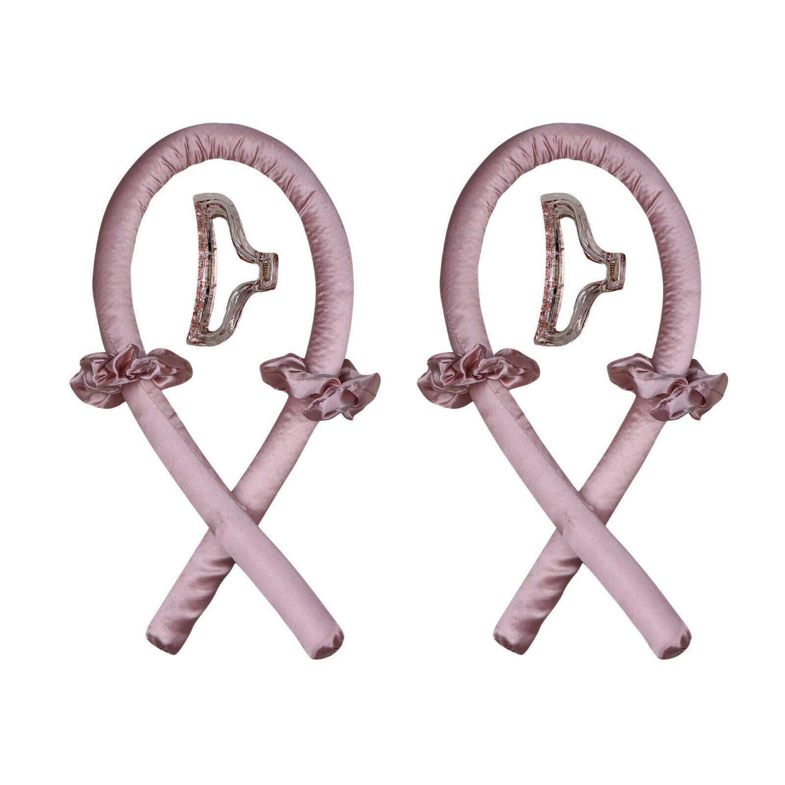 2x Heatless Curling Rod Headband Set Hair Rollers Hair Curlers DIY Pink