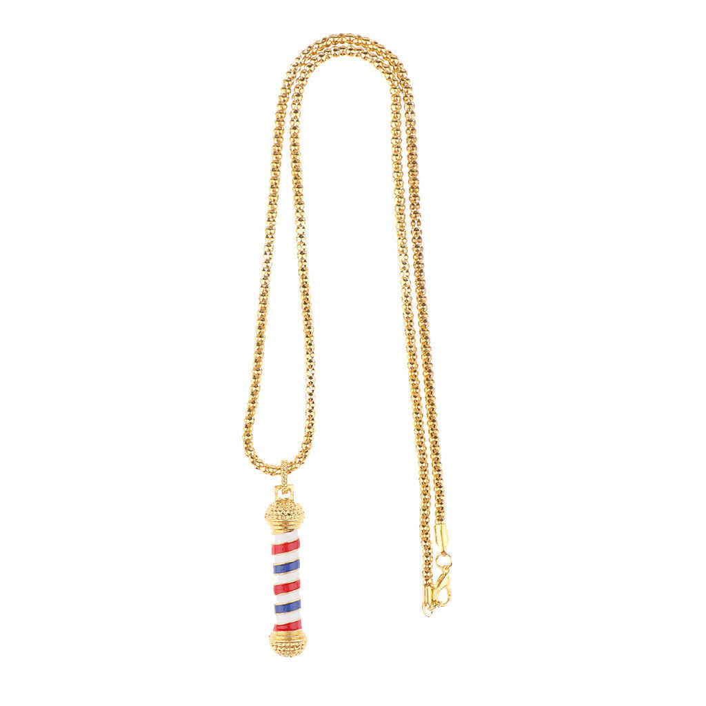 Personalized Barbershops Spiral Lights Necklace Neck Pendants Gifts Golden