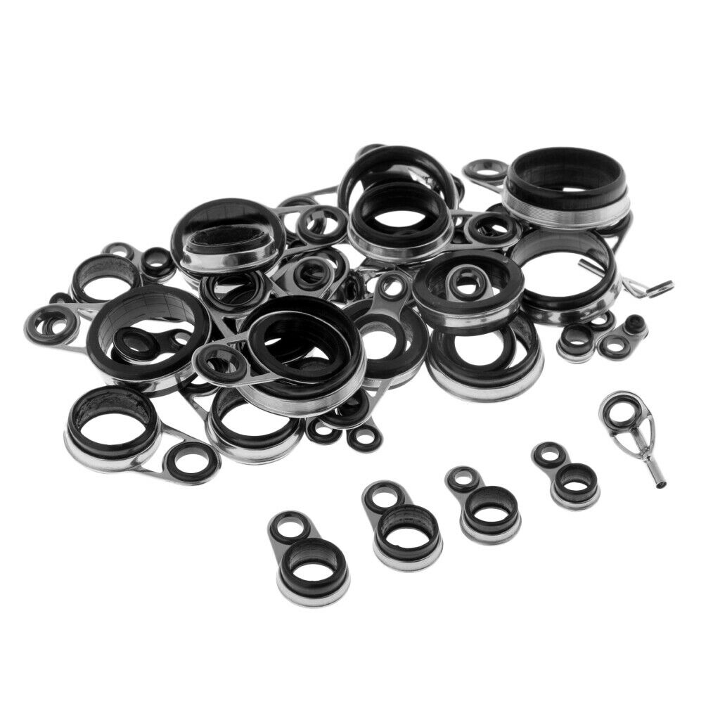 41pcs Fishing Rod Guides Eye Rings Rod Top Ring DIY Tip Repair Kit 1.0-18mm