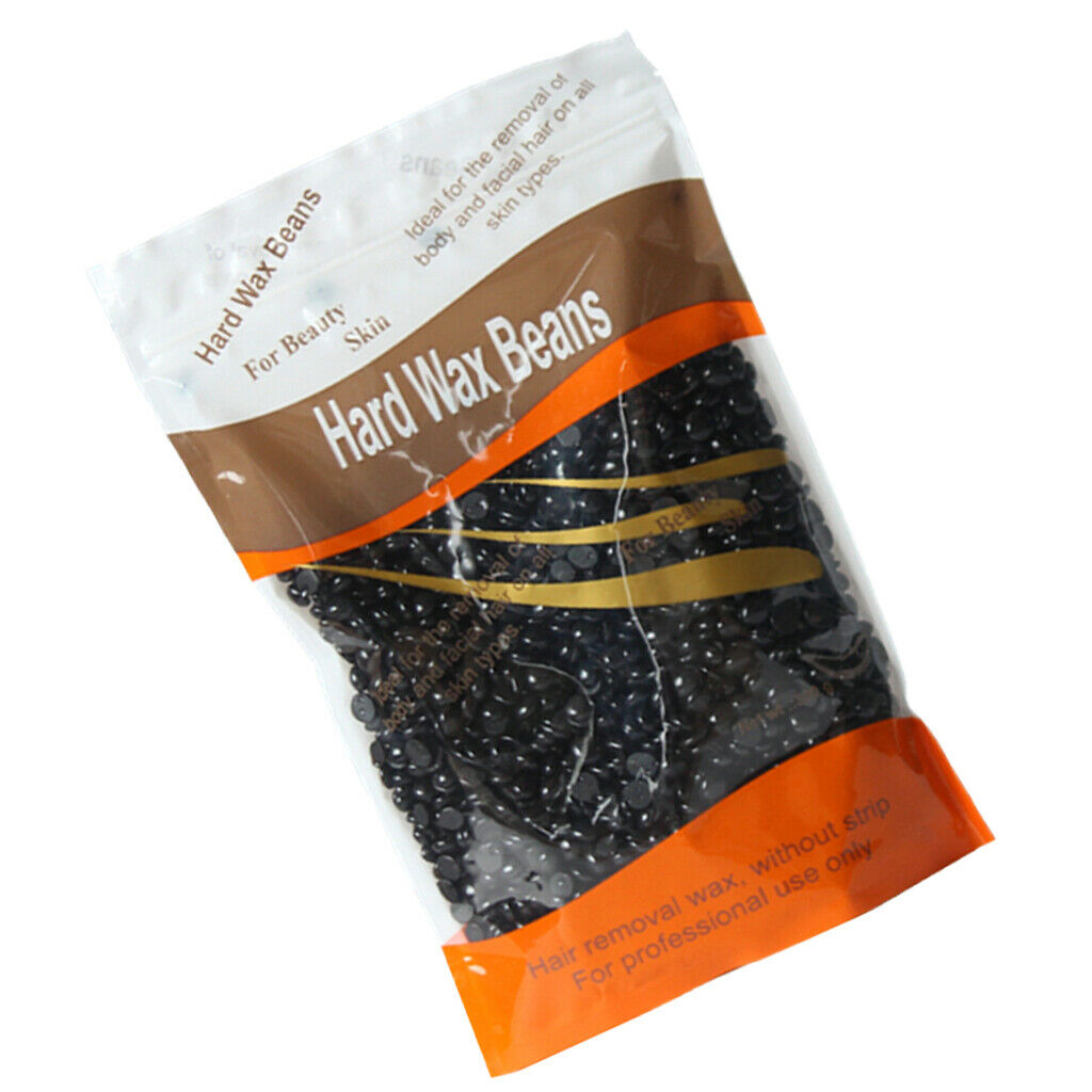 Depilatory Hard Wax Beans Beads Pellet Hair Removal with 50Pcs Wood Sticks