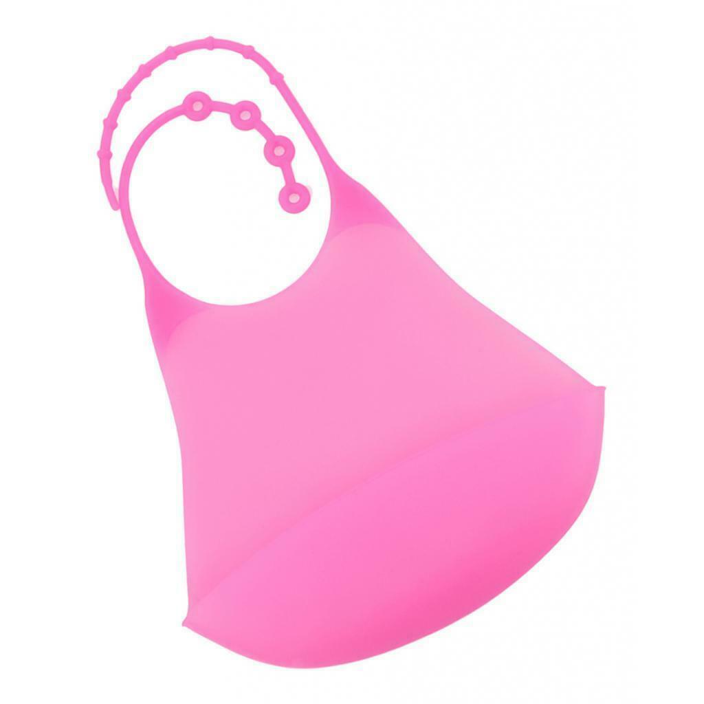 2 Pieces Adults Silicone Bib Clothing Protector w/Crumb Catcher Pink+Red