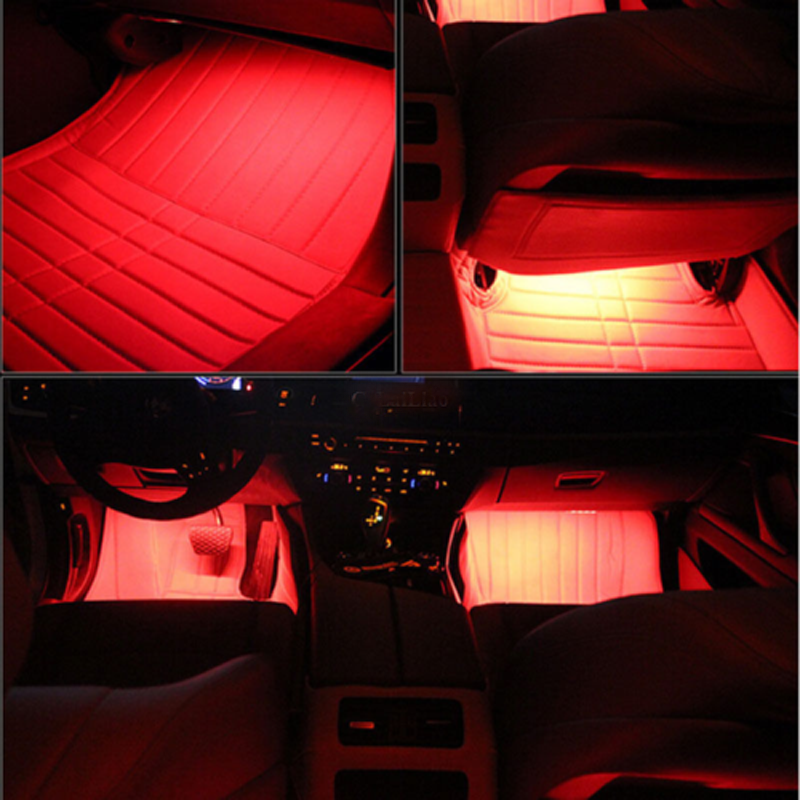 Headlight Projector Gauge Cluster Foot Area Lamps 3SMD Red LED Strip Light