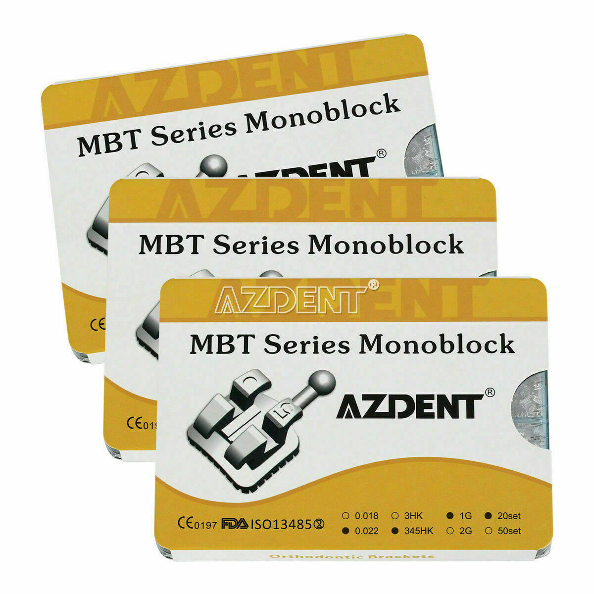 3 Kits Dental Metal Bracket Brace Ortho Mini MBT 022 345 Hooks Monoblock AZDENT