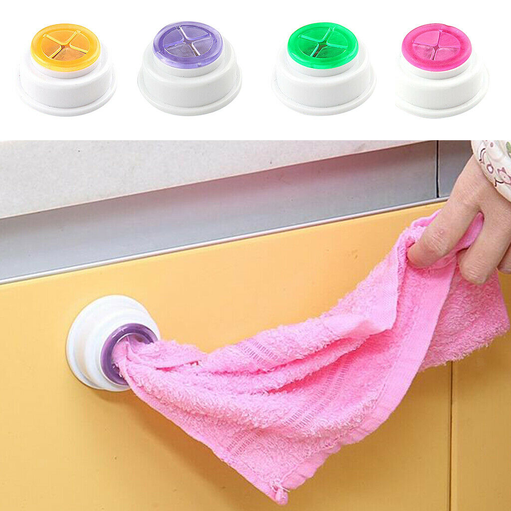 Wall Tea Towel Holder Push in Dish Cloth Kitchen Tea Towel Rack Pink+Purple