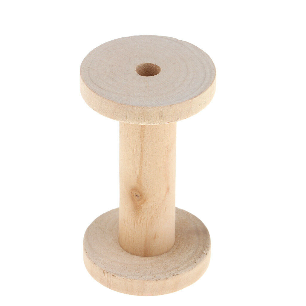 4 Pieces Natural Color Wooden Empty Spools for Thread, Ribbon, Thread, Trims,