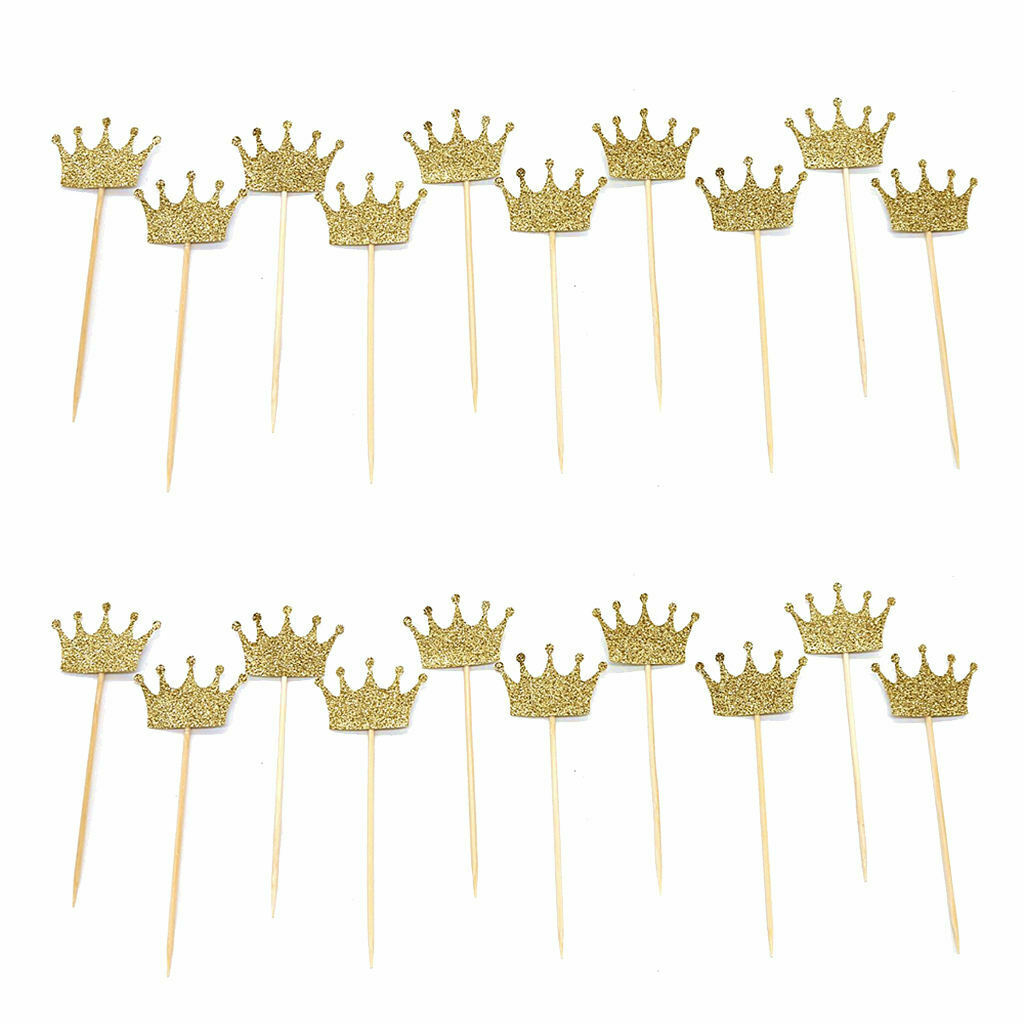 20pcs Cake Toppers Crown Cupcake Picks Christmas Party Favor Cake Ornament