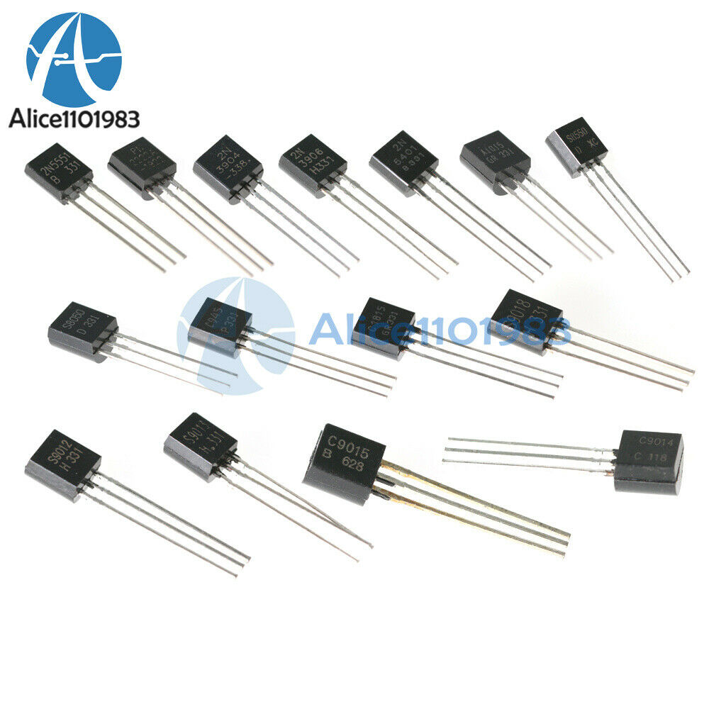 600PCS 15 Values x 40 Pcs Assorted Transistor TO-92 Assortment Box Kit