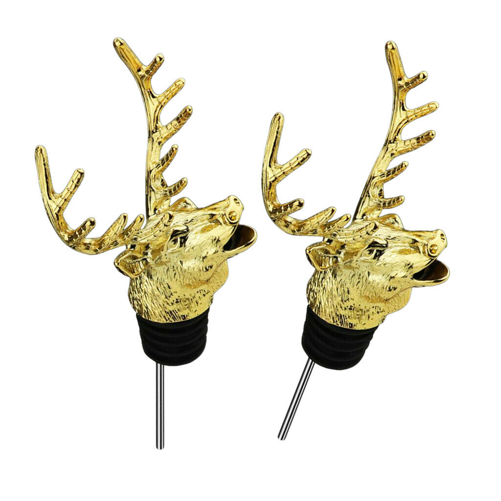 2 Pieces Metal Golden Creative Wine Bottle Caps Aerators Pourer Stopper Bar