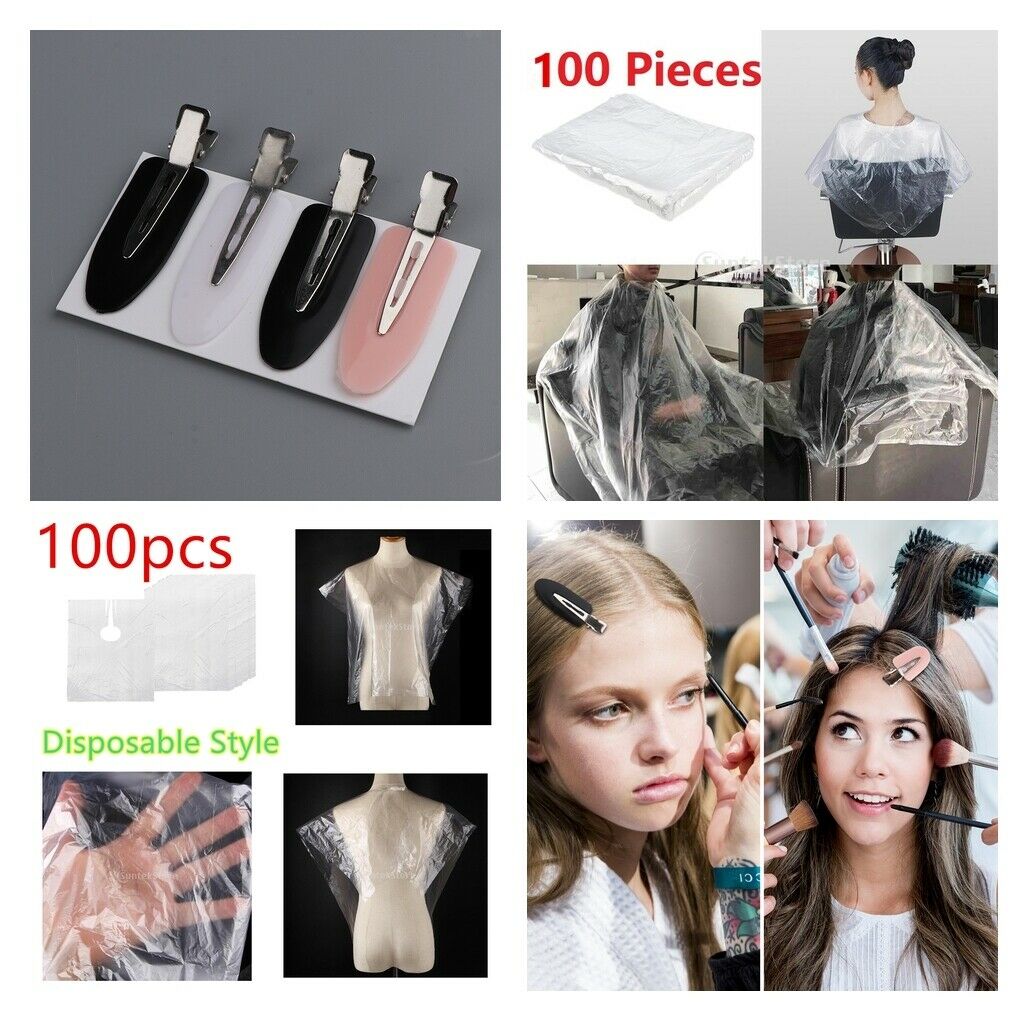 200 Disposable Hair Cutting Cape Unisex Barber Shop Home Capes 4pcs Clips