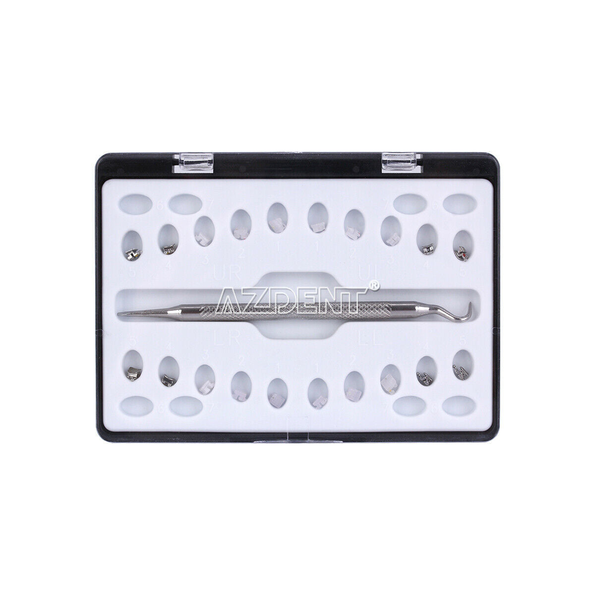 Dental Ortho Self-Ligating Ceramic Brackets U/L 4,5 Metal MBT 0.022 Hooks 3 4 5