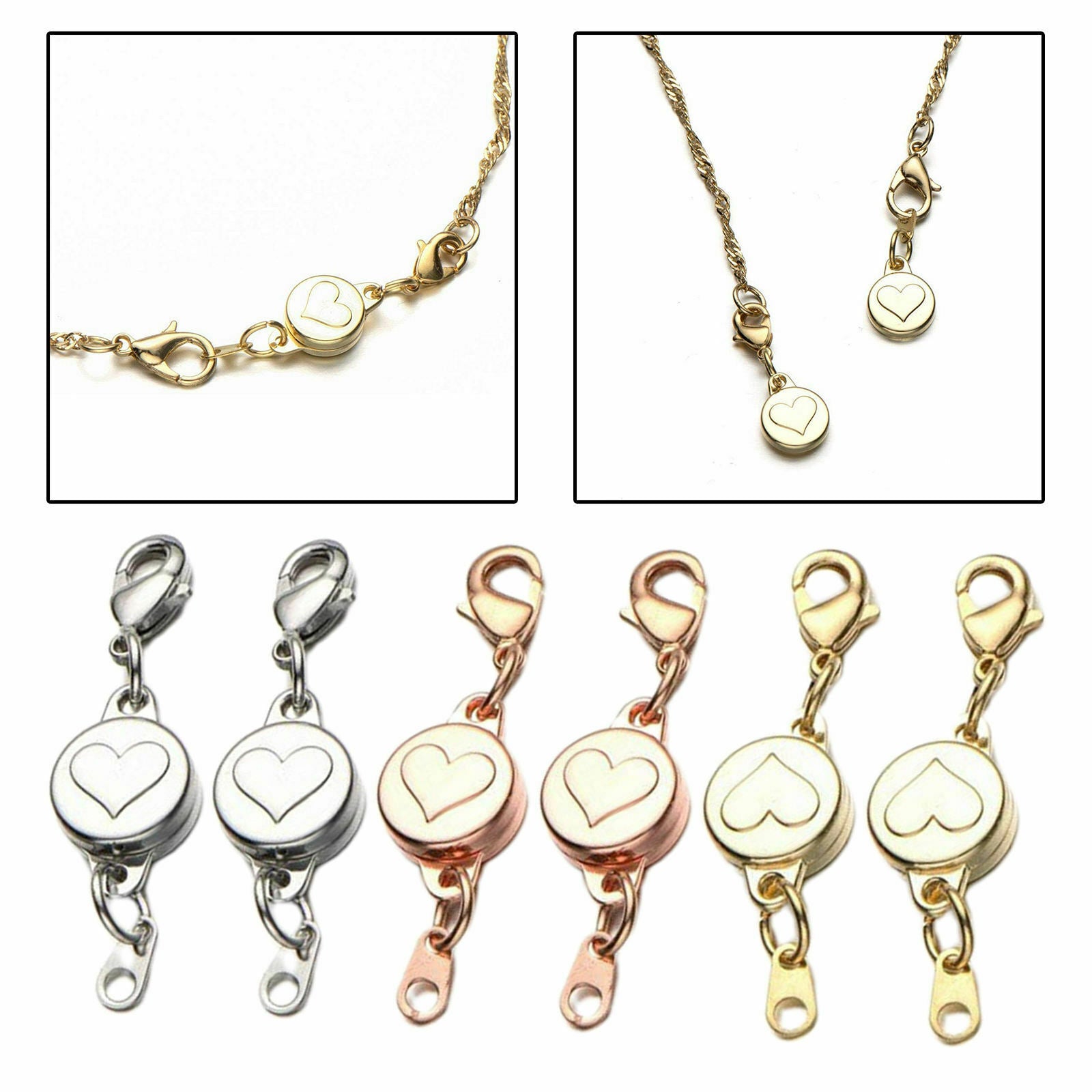 6 Pieces 3 Color Necklace Round Locking Magnetic Clasp for Jewelry Making