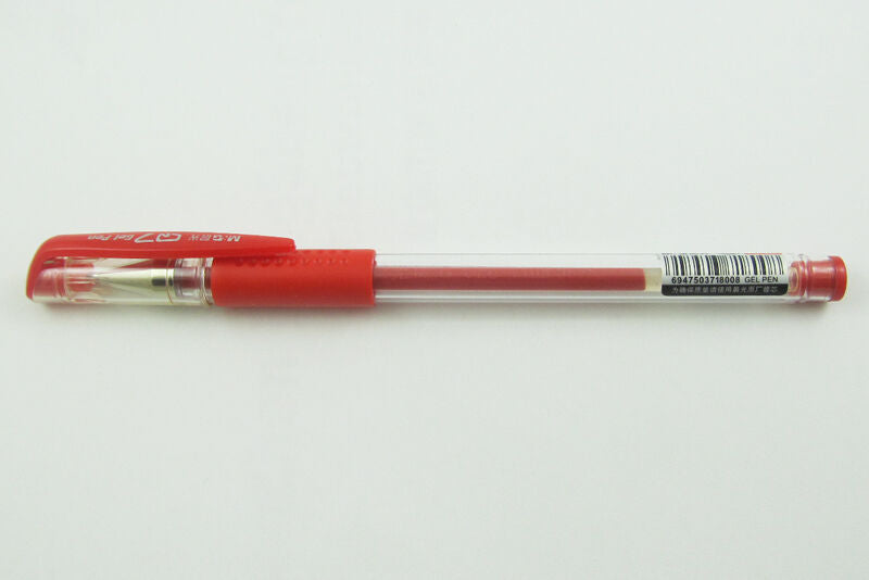 2 pcs M&G Q7# 0.5mm pipe Red Gel Ink Pens reusable Red-transparent barrel