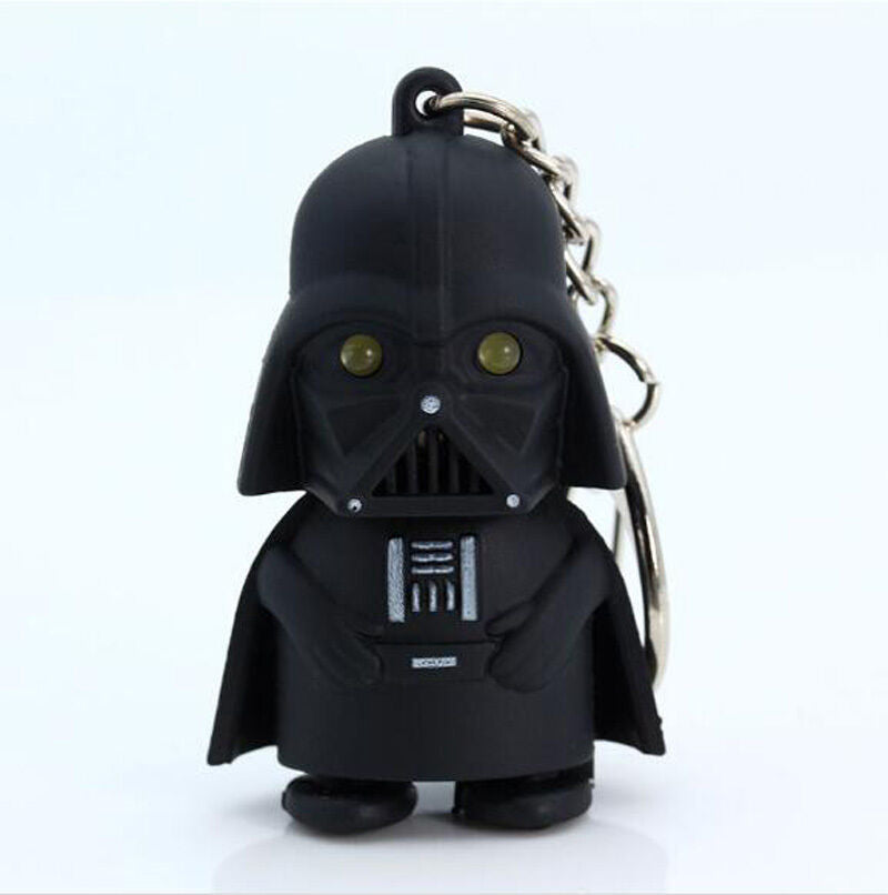 1x NewWith Sound Light Up LED Star Wars Darth Vader Black Keyring Keychain Gift