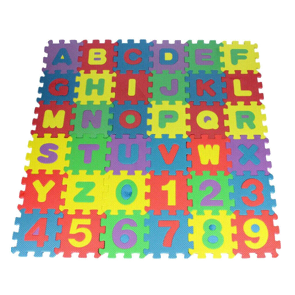 Colored Alphabets and Numbers Square Soft Foam Tile Floor Rug for Baby