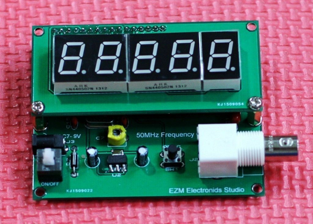 New High Precision 1Hz to 75MHz Frequncy Counter Red LED Display BNC 7-9VDC