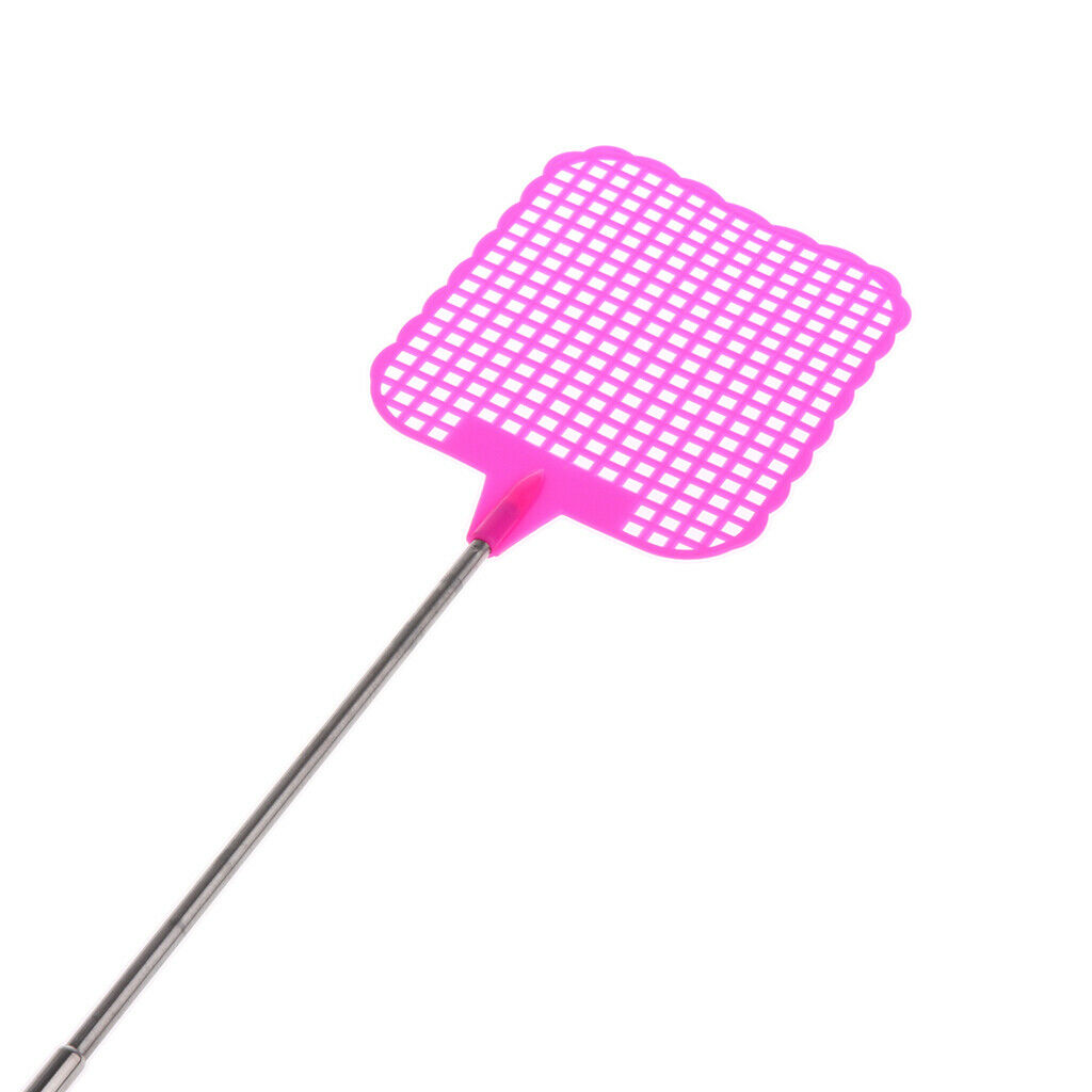 Fly Swatter Telescopic Flapper Prevent Pest Tools with Long Handle pink