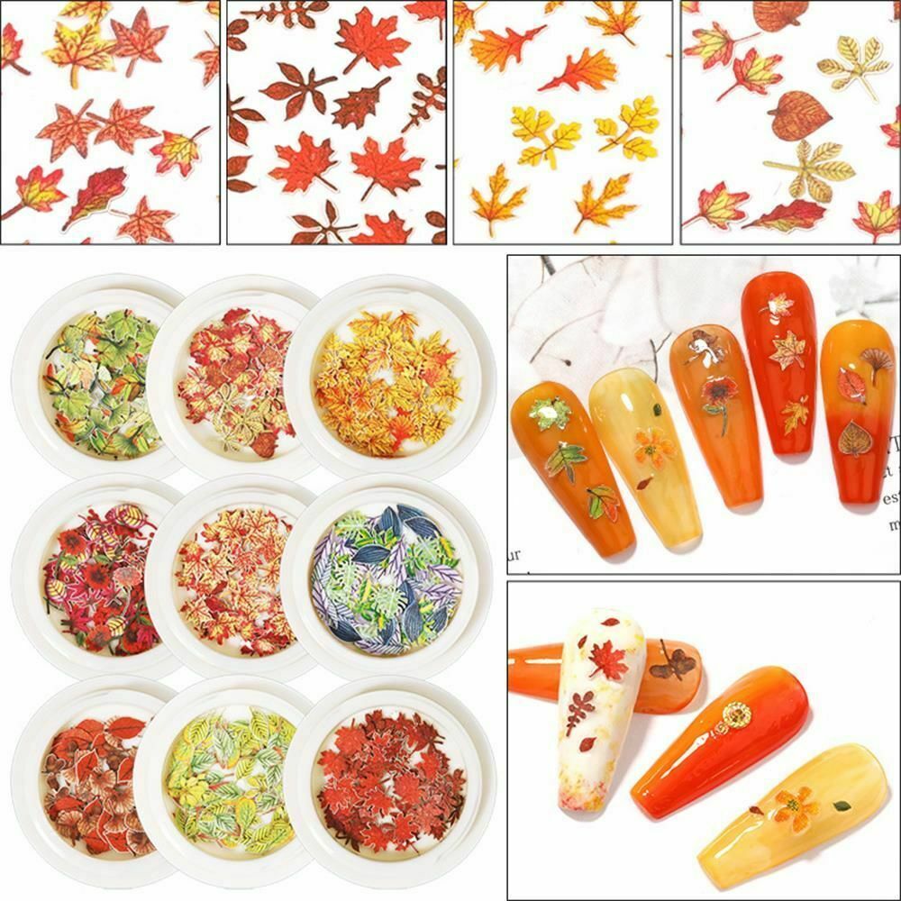 Glitter Flakes Autumn Nail Art Sequins Nail Paillettes Holographic Maple Leaves