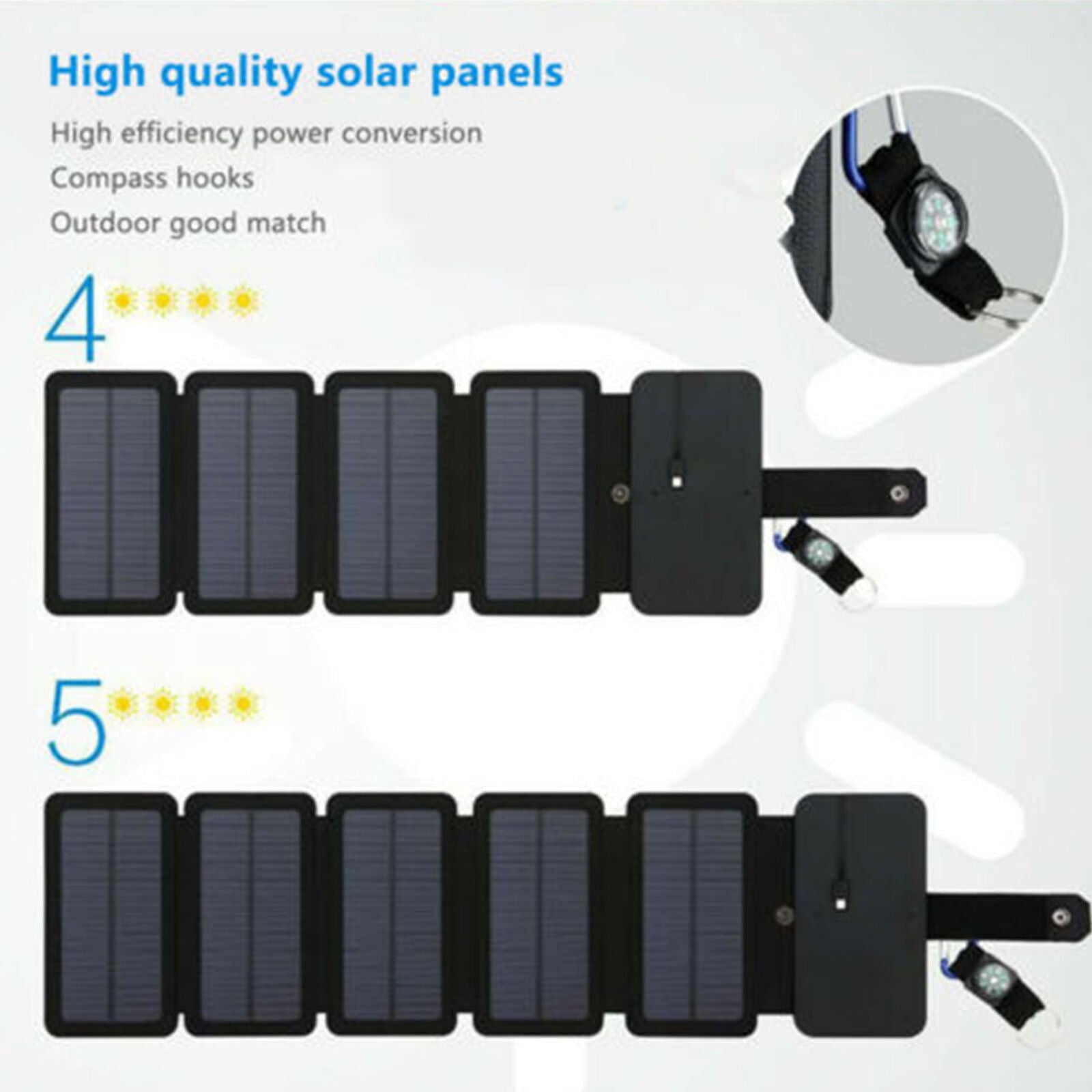 Portable Solar Mobile Phone Charger Panel Power Bank Waterproof Outdoor Camping