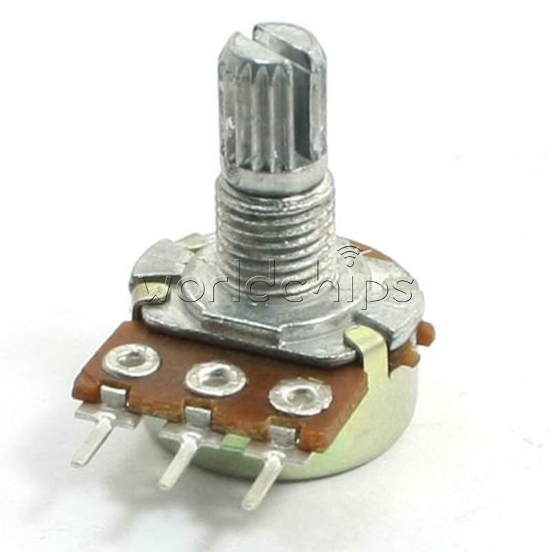 5PCS 3 Terminal 50K Ohm B50K Knurled Shaft Linear Rotary Taper Potentiometer