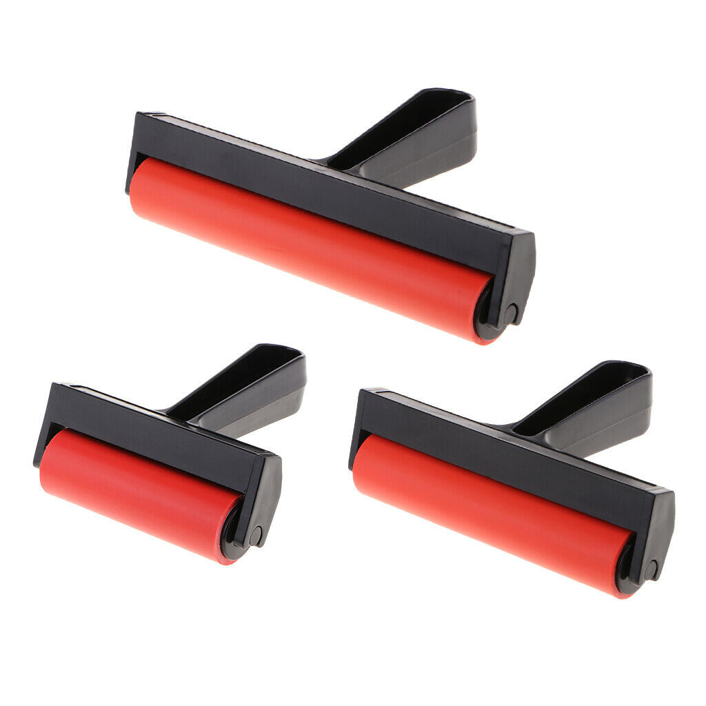 2X 10cm Rubber Brayer Roller for Printing Inks Oil Painting Art Clay Stamping