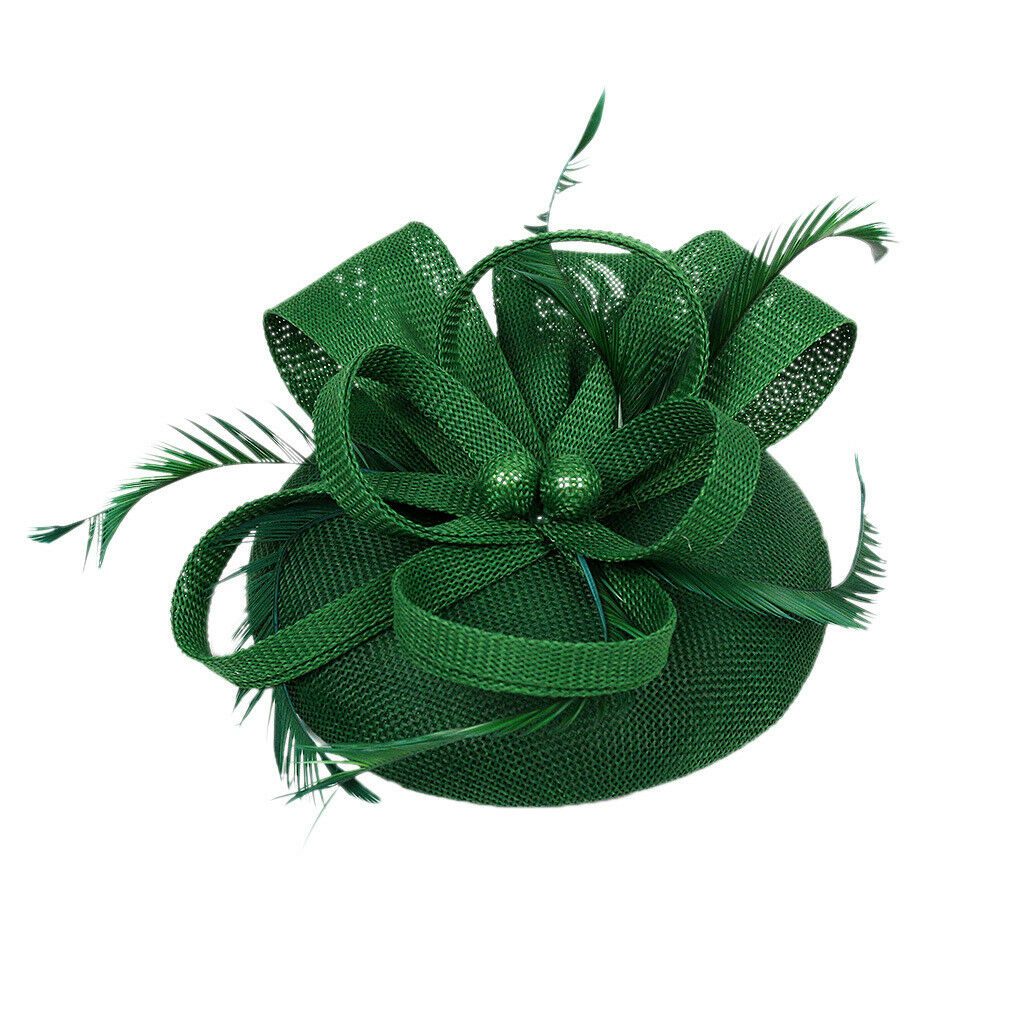 Women's 1920s Feather Fascinator Headband Hair Clip Headpiece Pillbox Hat