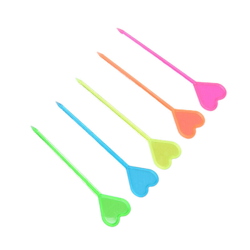 50pcs Plastic Disposable Forks Stick Food Picks Heart Arrow Dessert Fruit FDEAU