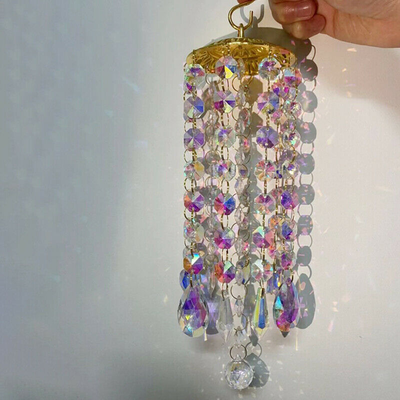 Crystal Curtains Pendant AB Coating Prisms Suncatcher Rainbow Wind Chimes DI DF