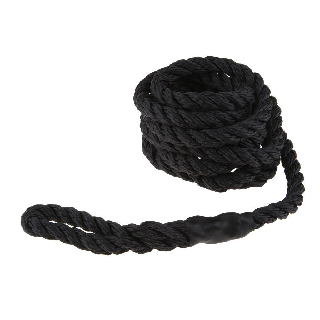 3/8 INCH X 6.5 FT Black  Double Braided Fender Line, Boat Mooring Line Spliced