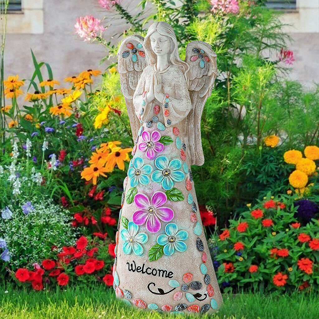 Praying Angel Statue Solar Light Sculptures Outdoor Garden Yard Art Ornaments