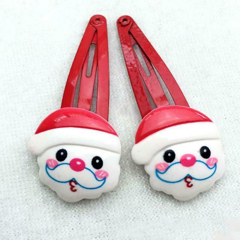 Women Girls Cartoon Christmas Style Hairpins Snowman BB Hair Clips Randomly Send