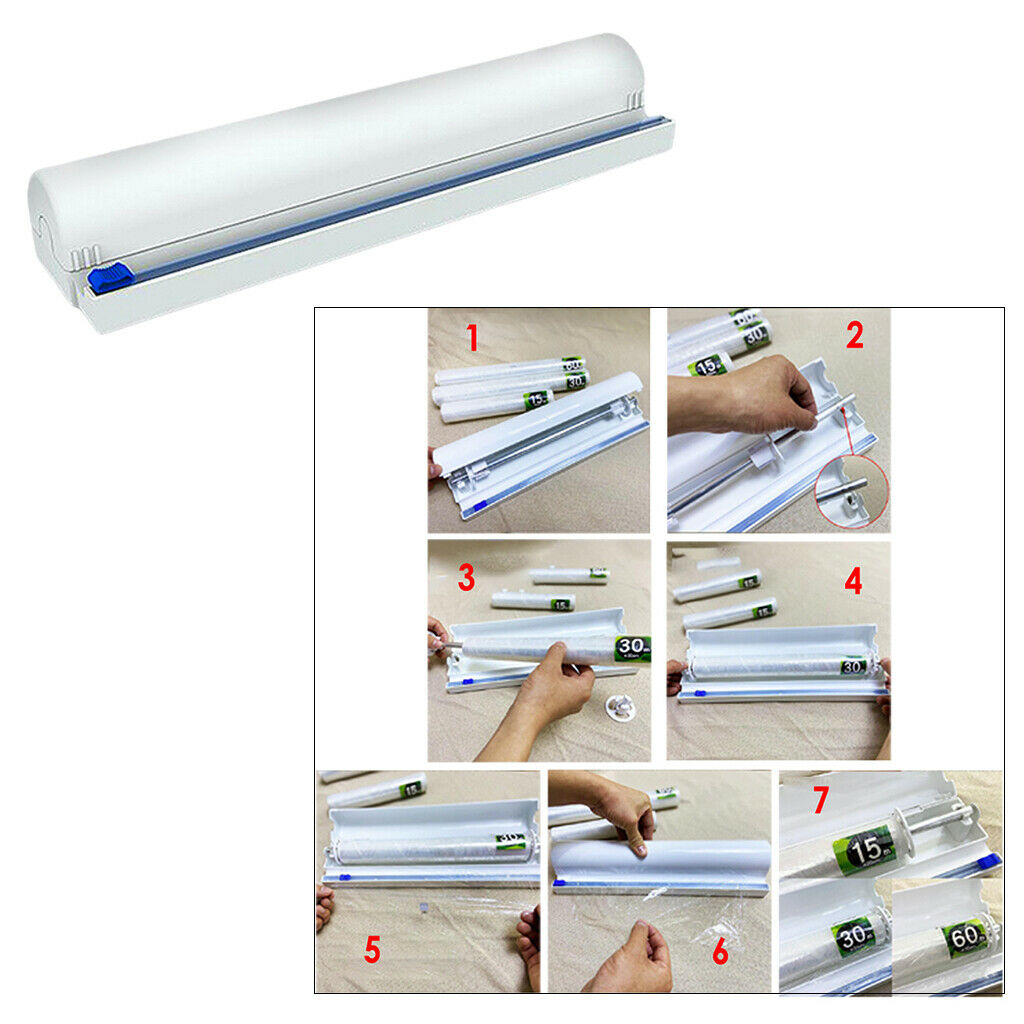 Refillable Plastic Wrap with Slide Cutter Cling Foil/Film Cutter Dispenser