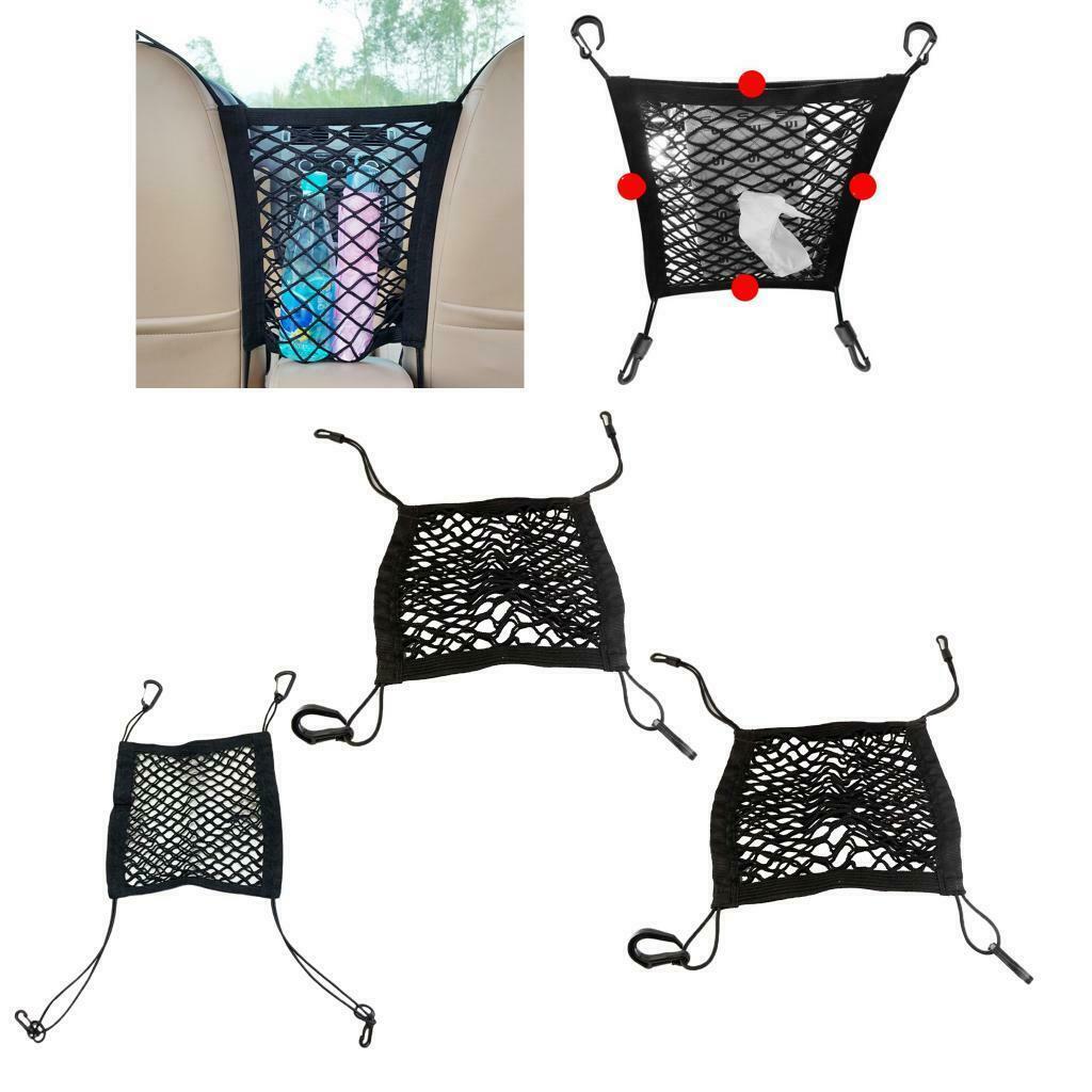 Universal Black Double Layer Car Seat Organizer Net Umbrella Holder Pocket