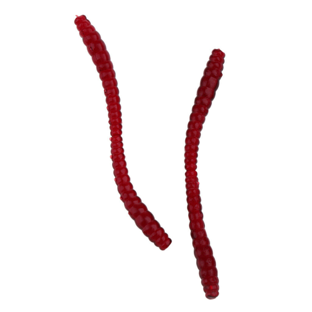 100Pcs Soft Earthworm Fishing Bait Worm Lures Hooks Baits Red