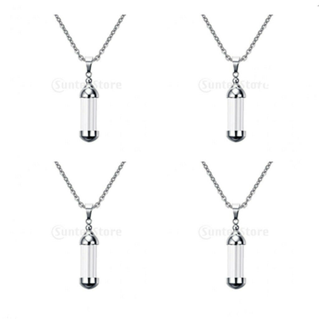 4PCS Glass Openable Container Tube Urn Keepsake Cremation Pendant Necklace