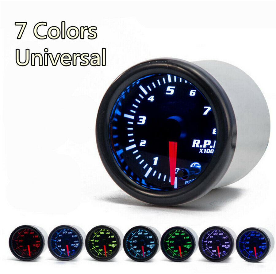 2'' 52mm Tacho Gauge Meter Tachometer 0-8000 RPM LED For 1-10 Cylinder Engine