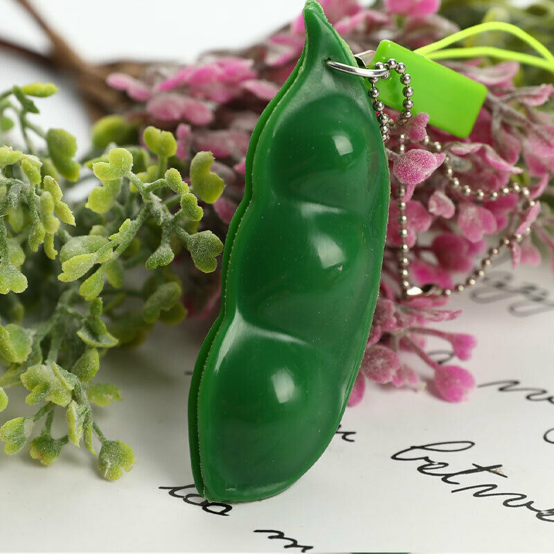 2pcs Peanut Edamame Toys Peas Beans Keychain Pops Decompression Squee.l8