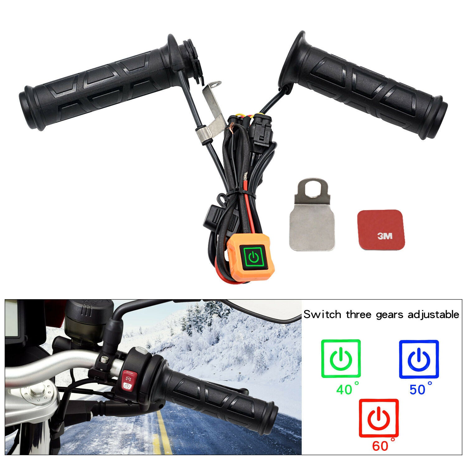 Universal Motorcycle 22mm 12V Electric Heated Grips Scooter Moped Hand Warmer