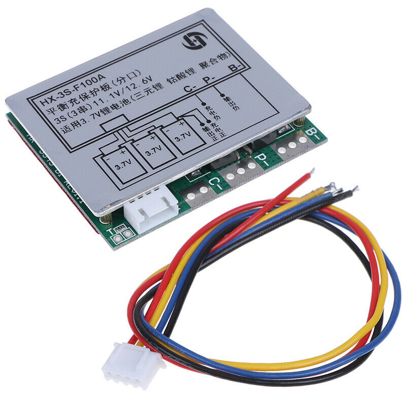 1X 3S 100A 11.1V 12V Lithium 18650 Battery Cell PCB Protection Board w/ Balan DD