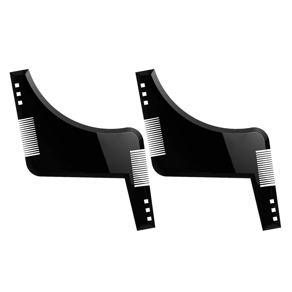 2 Beard Shaping Comb Styling Shaving Template for Symmetry Trimming Black