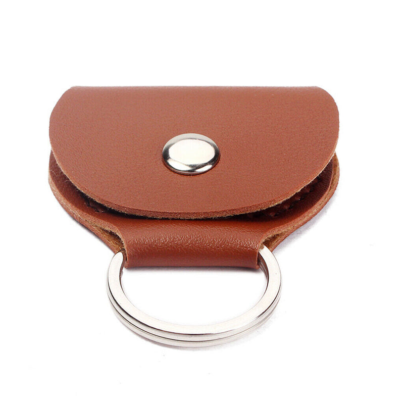 Guitar Keychain Collects Brown Leather Holder Bag