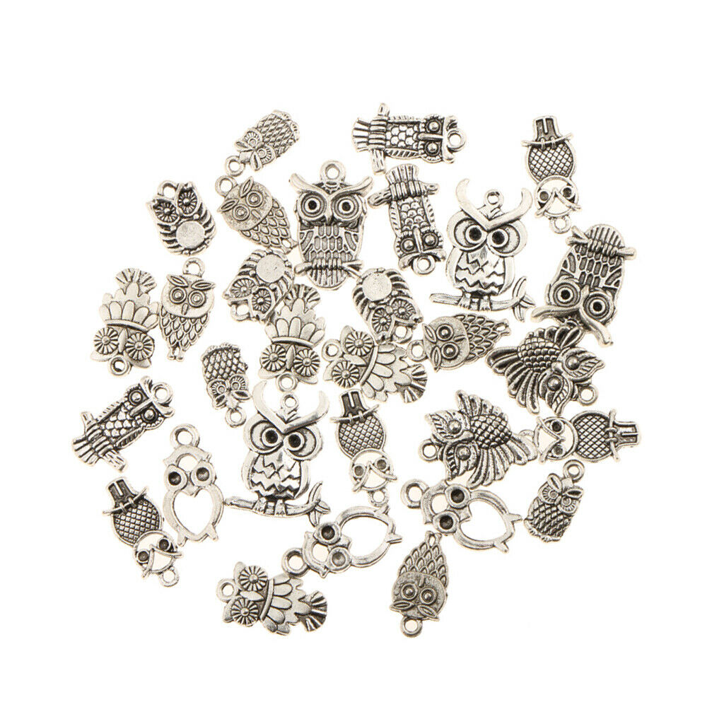 30 pcs Mixed Owl Charms Pendant Jewelry Making Accessories