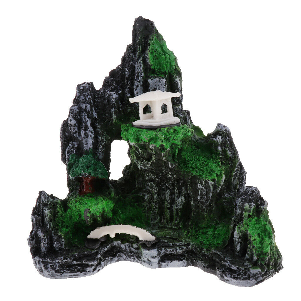 Artificial Mountain Hill Hidden Hut Cave Aquarium Fish Tank Landscape Decor