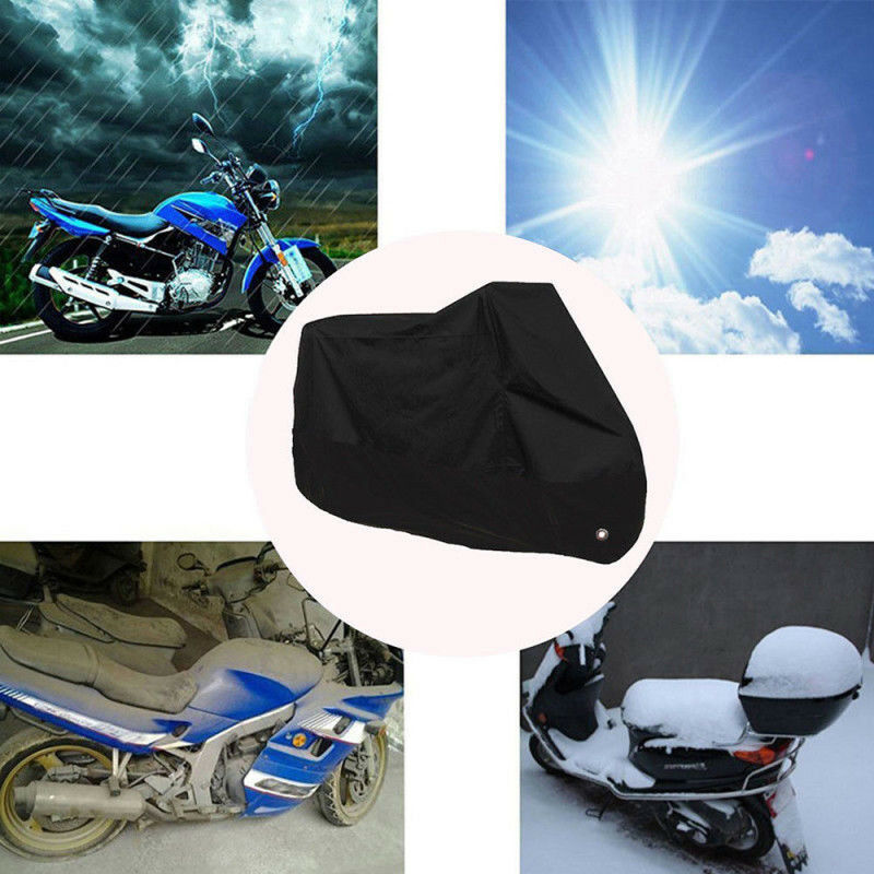 Motorcycle E-Bike Cover Full Black Waterproof Outdoor Rain Dust UV Protector