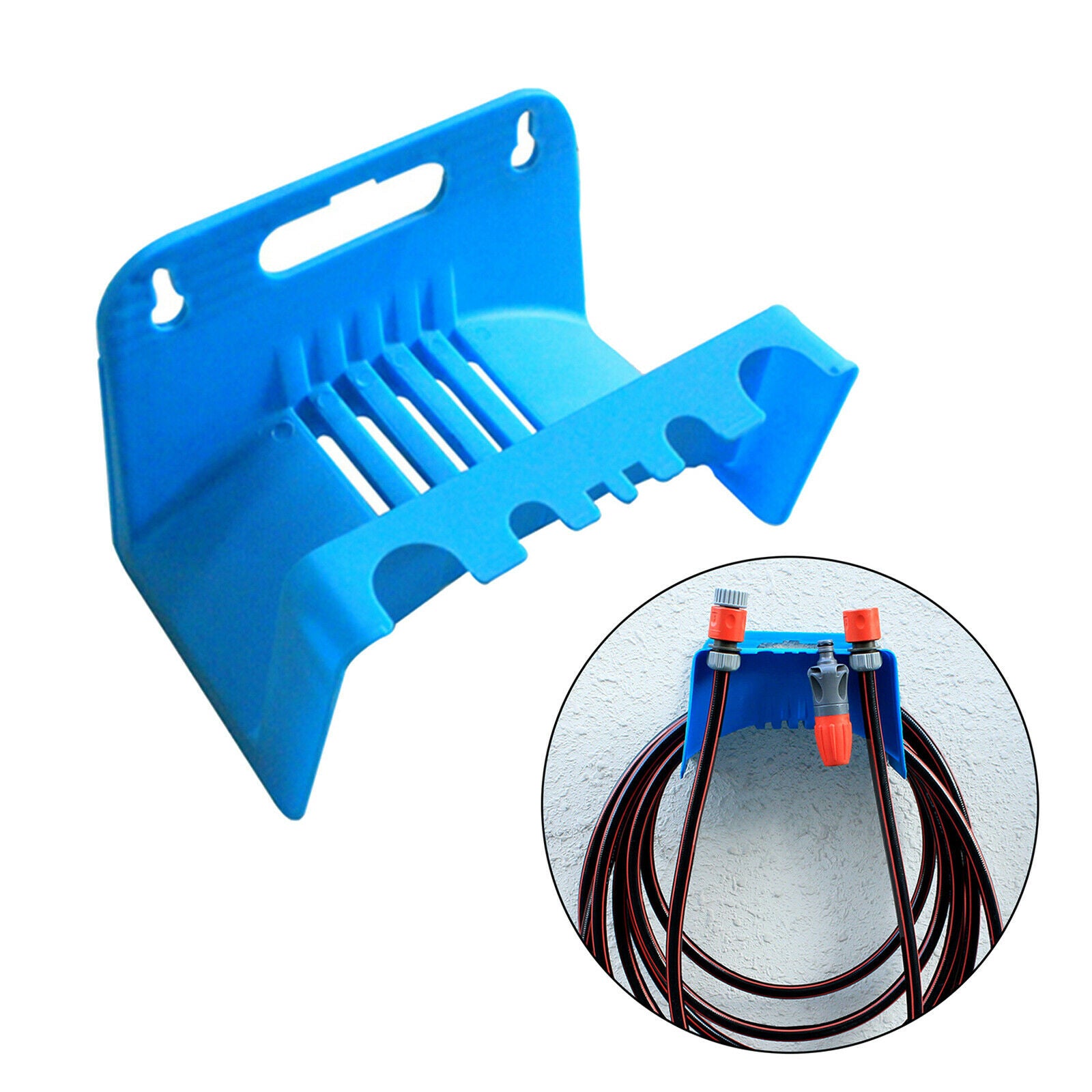 Hose Hanger Hose Reel Holder Wall-Mounted Water Pipe Storage Rack Blue