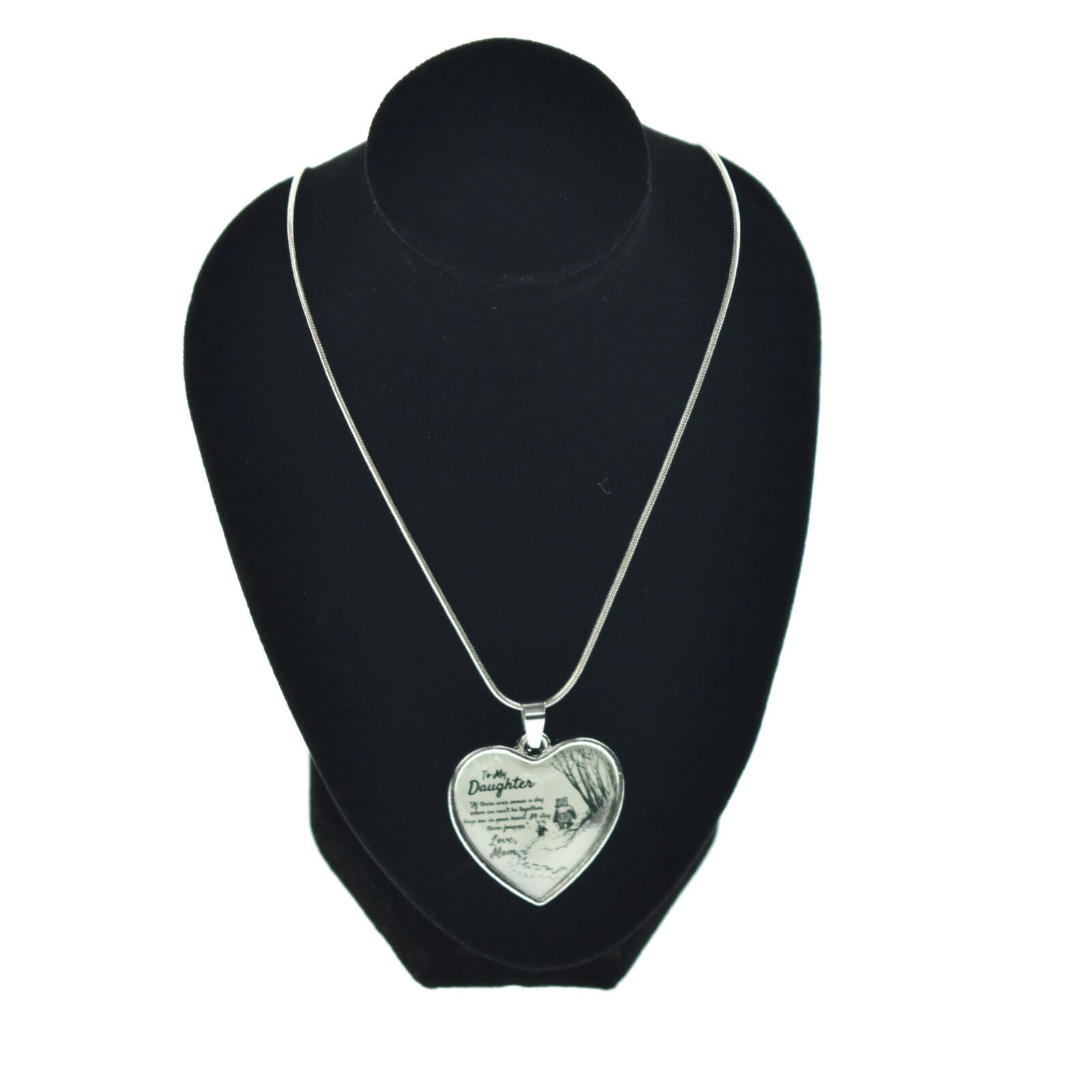 To My Daughter Love Mom Necklace Winnie the Pooh And Piglet Heart