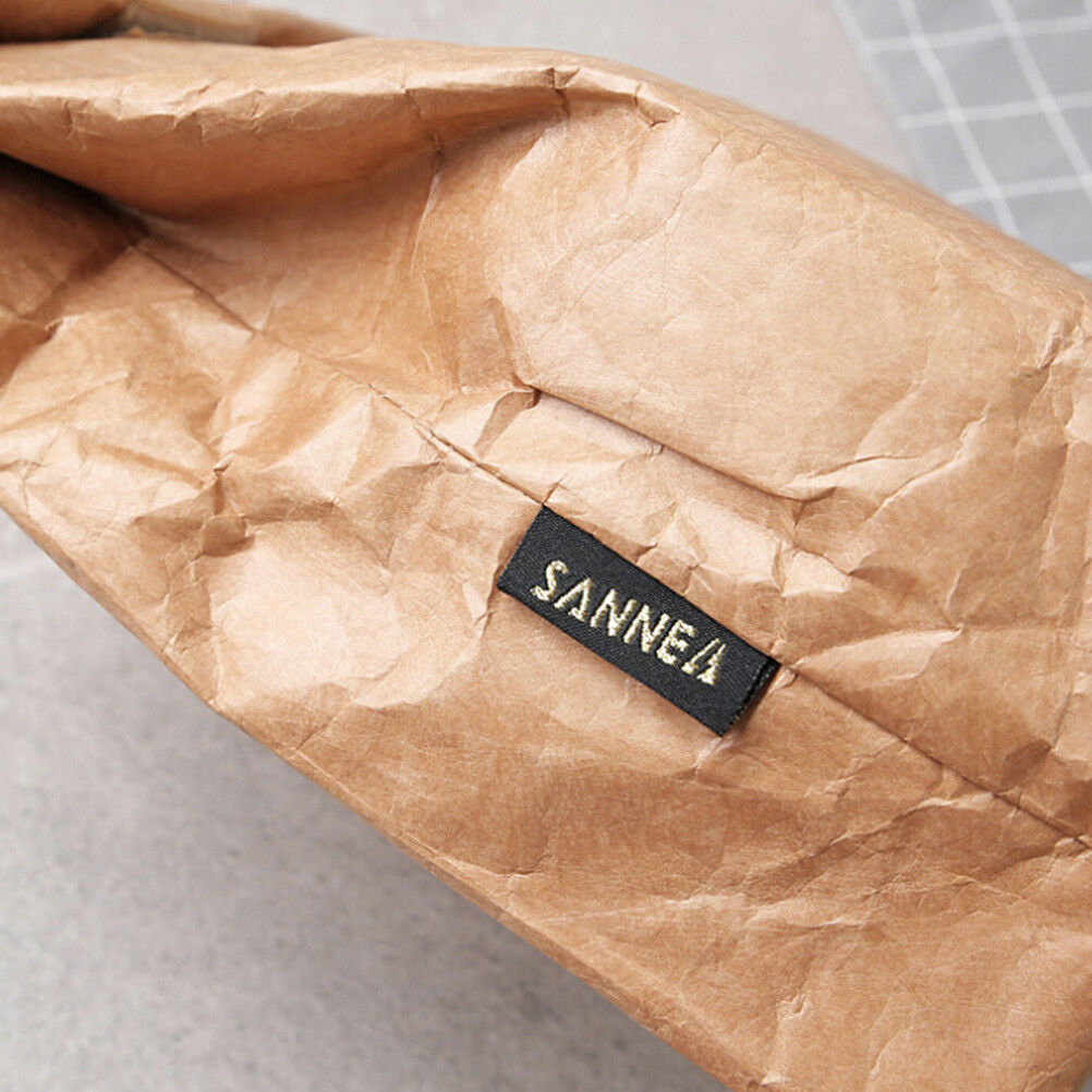 Brown Paper Lunch Bag Reusable Insulated Thermal Cooler Sack Magnetic Closul SJ
