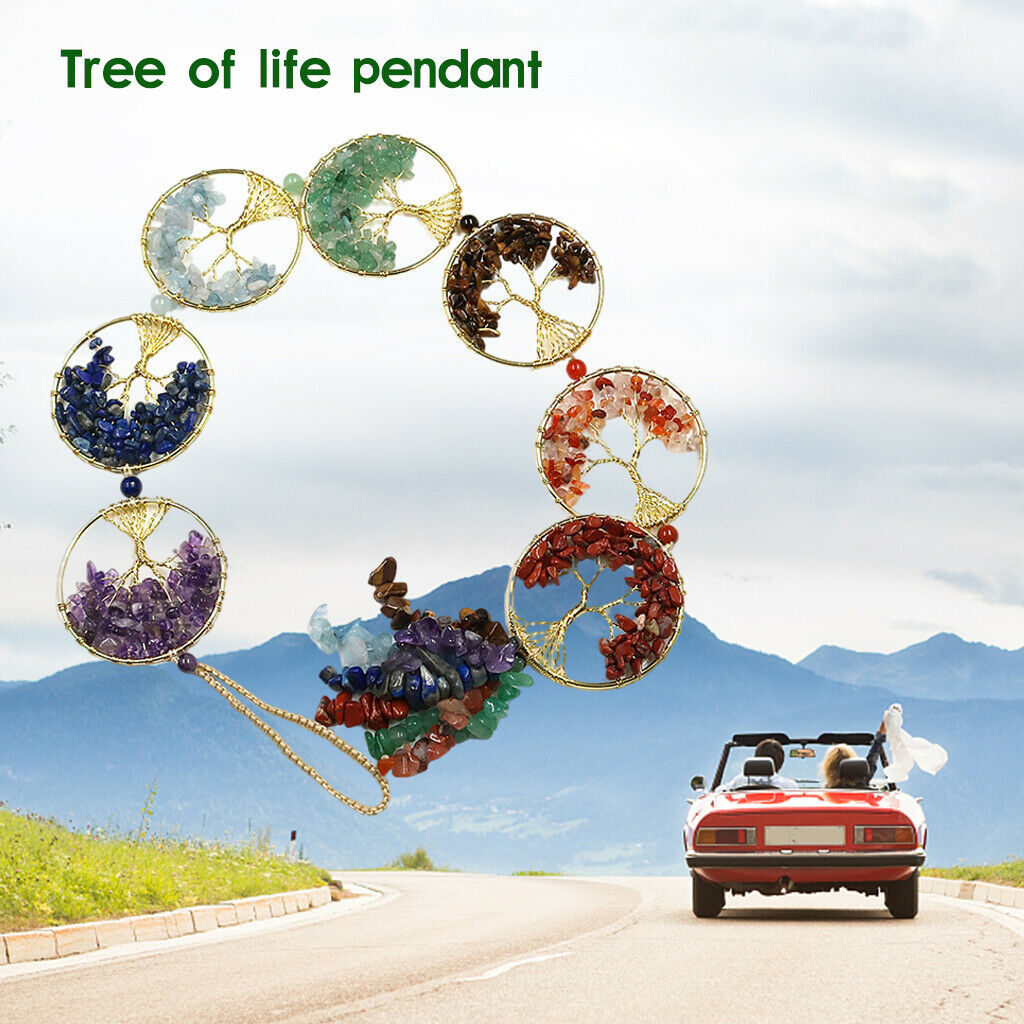 Tree of Life Pendant Hanging Ornaments Wall Hanger Tumbled Quartz Decor Gift