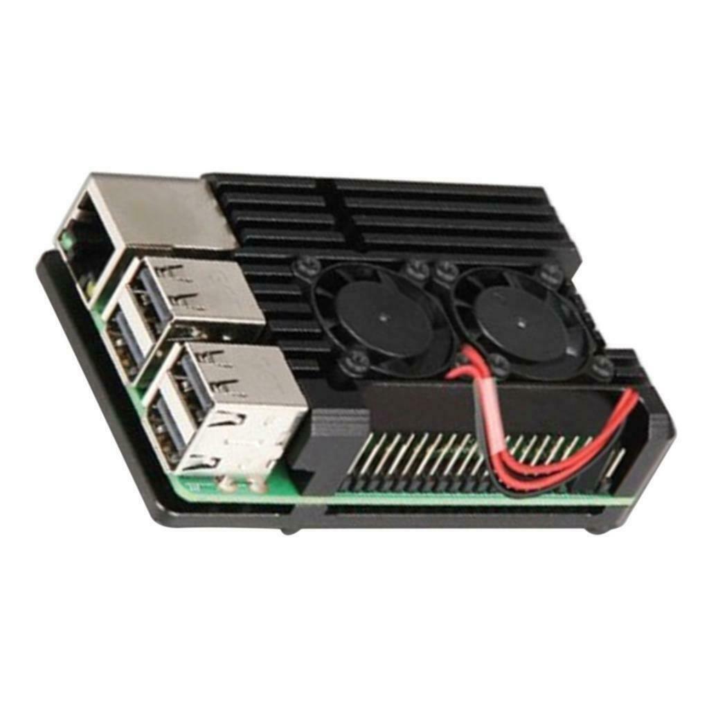 Black Heat-Sinks Case For Raspberry Pi3 2B 3B Box Alloy w/ Double Fans