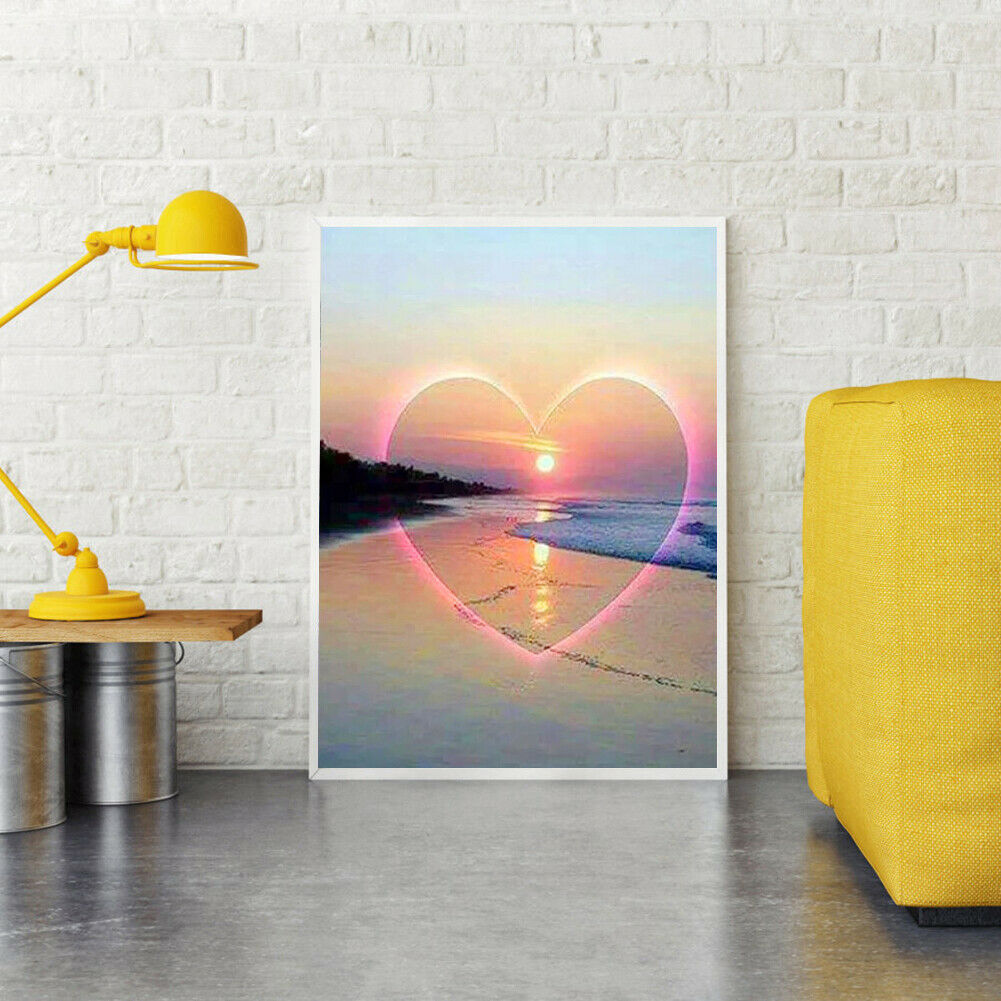 Full Round Drill Diamond Painting DIY Love Sunset Cross Stitch Embroidery @