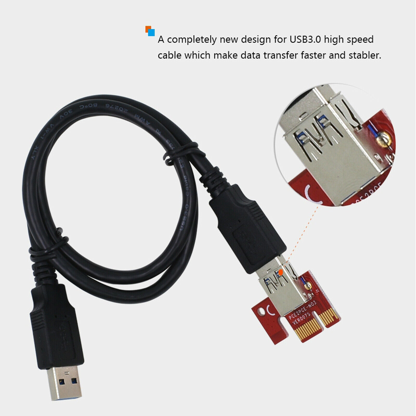 5x VER007 PCI-E GPU Riser Card 007S PCI Express USB 3.0 for Ethereum Mining